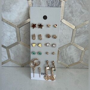 BP Nordstrom Multi Gold Earring Set 12 Different Pairs Womens Teens Girls